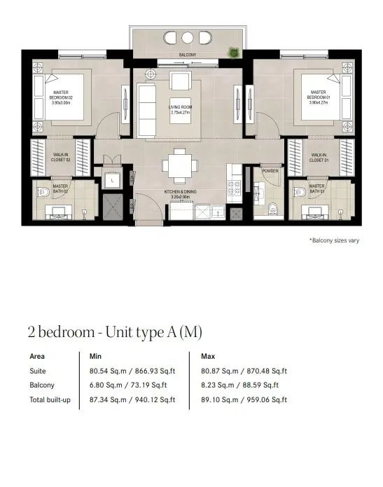 Floor plan for Type A (M)