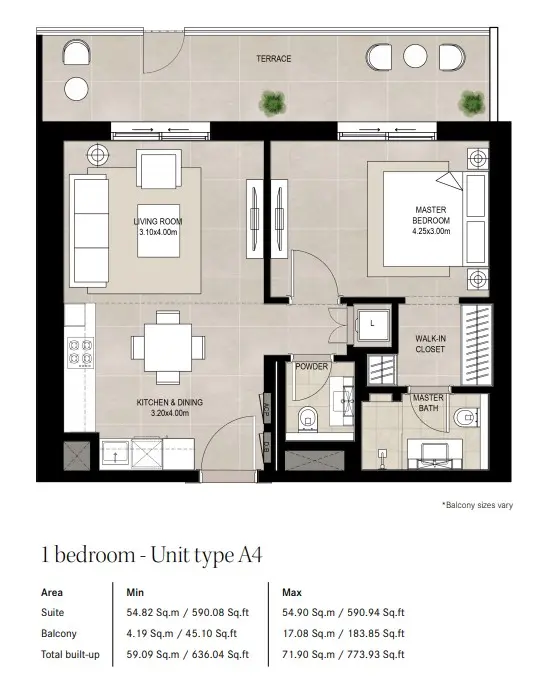 Floor plan for Type A4