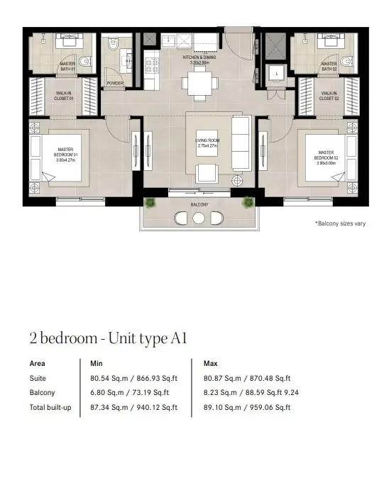Floor plan for Type A1
