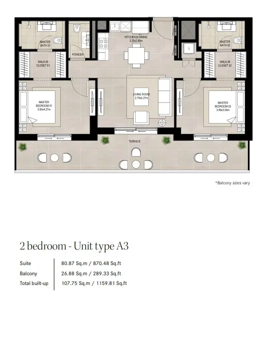 Floor plan for Type A3