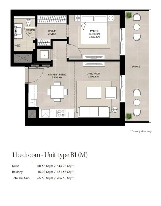 Floor plan for Type B1 (M)