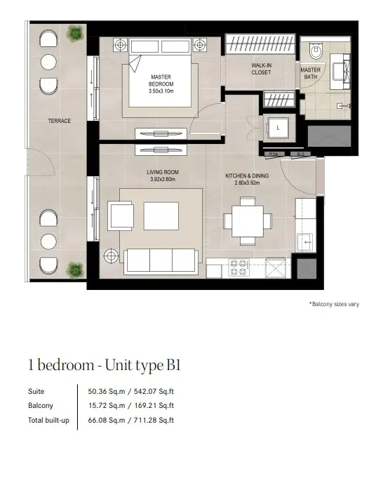 Floor plan for Type B1