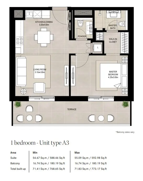 Floor plan for Type A3