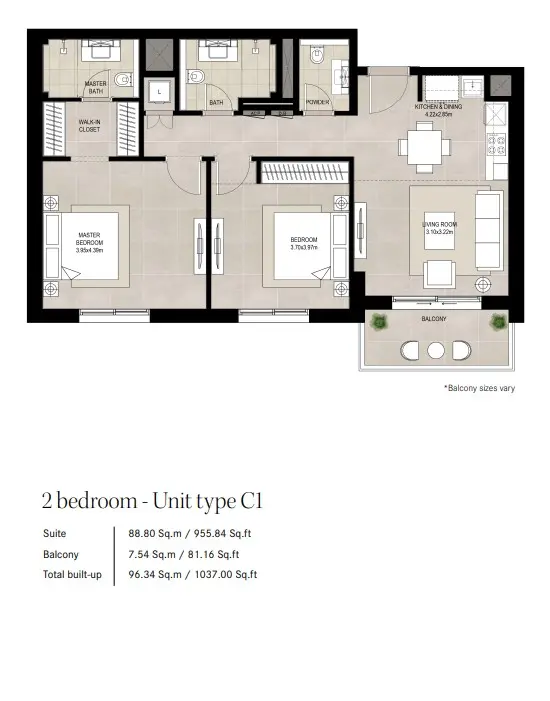 Floor plan for Type C1