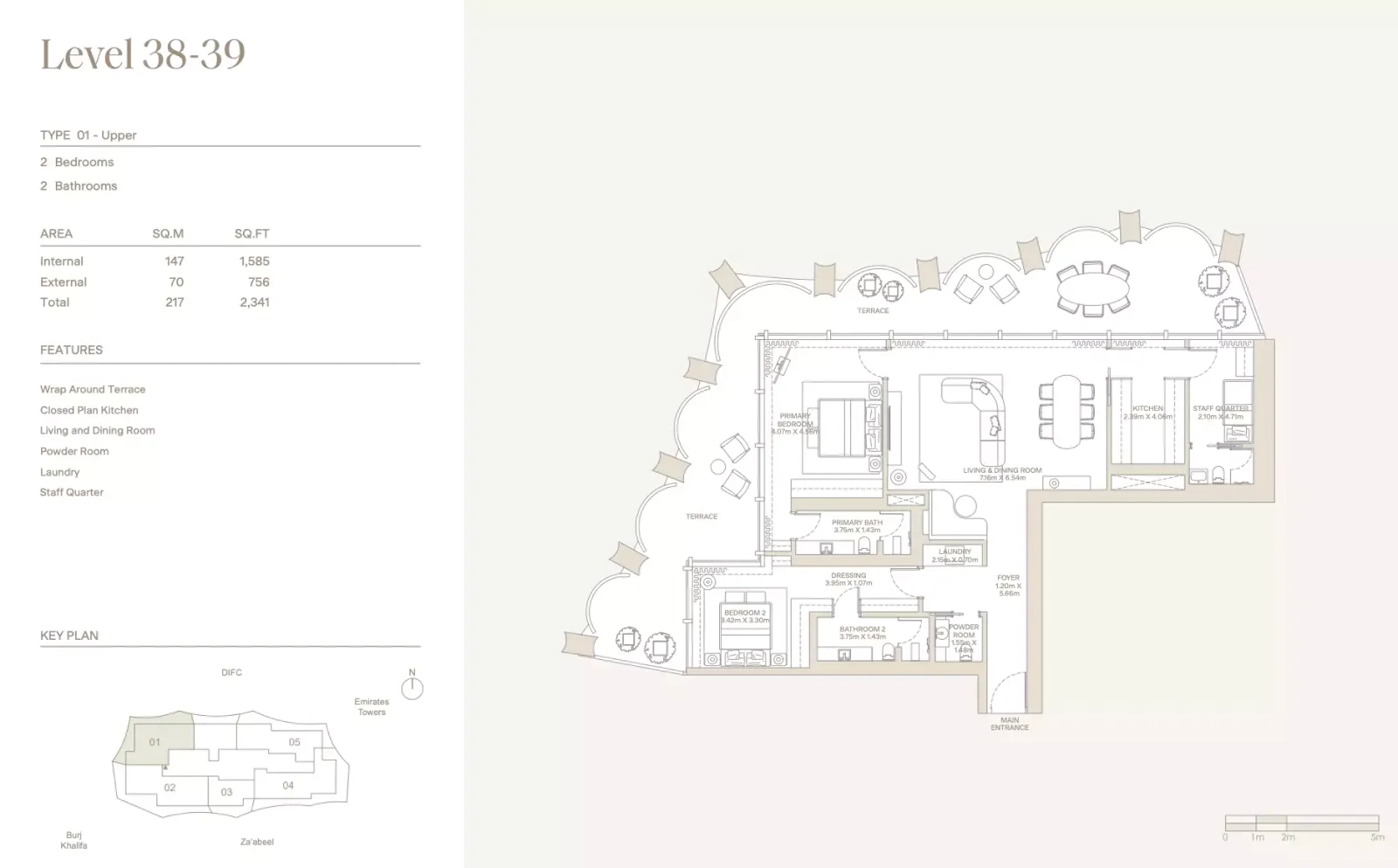 Floor plan for Type 01U