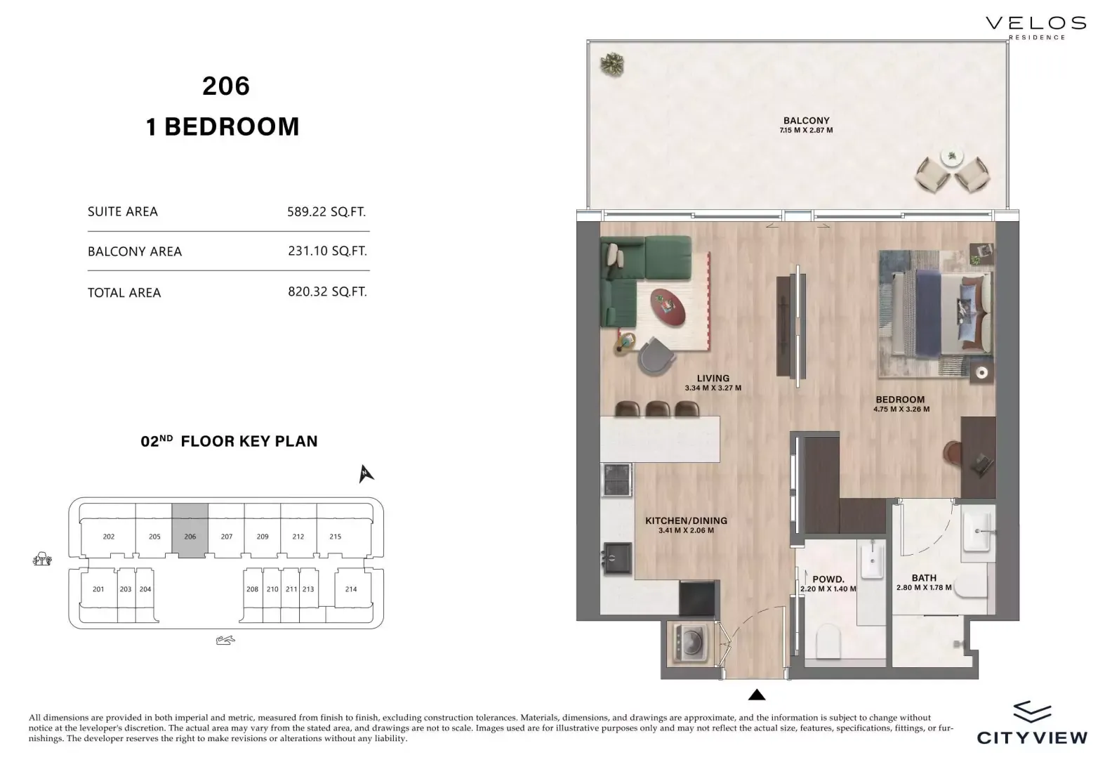 Floor plan for Type 206