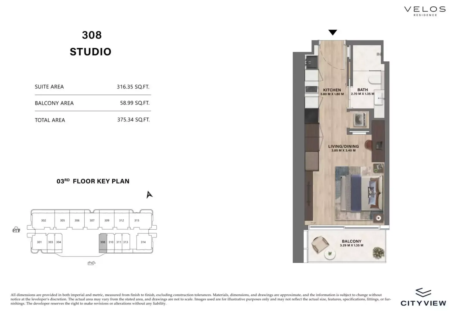 Floor plan for Type 308