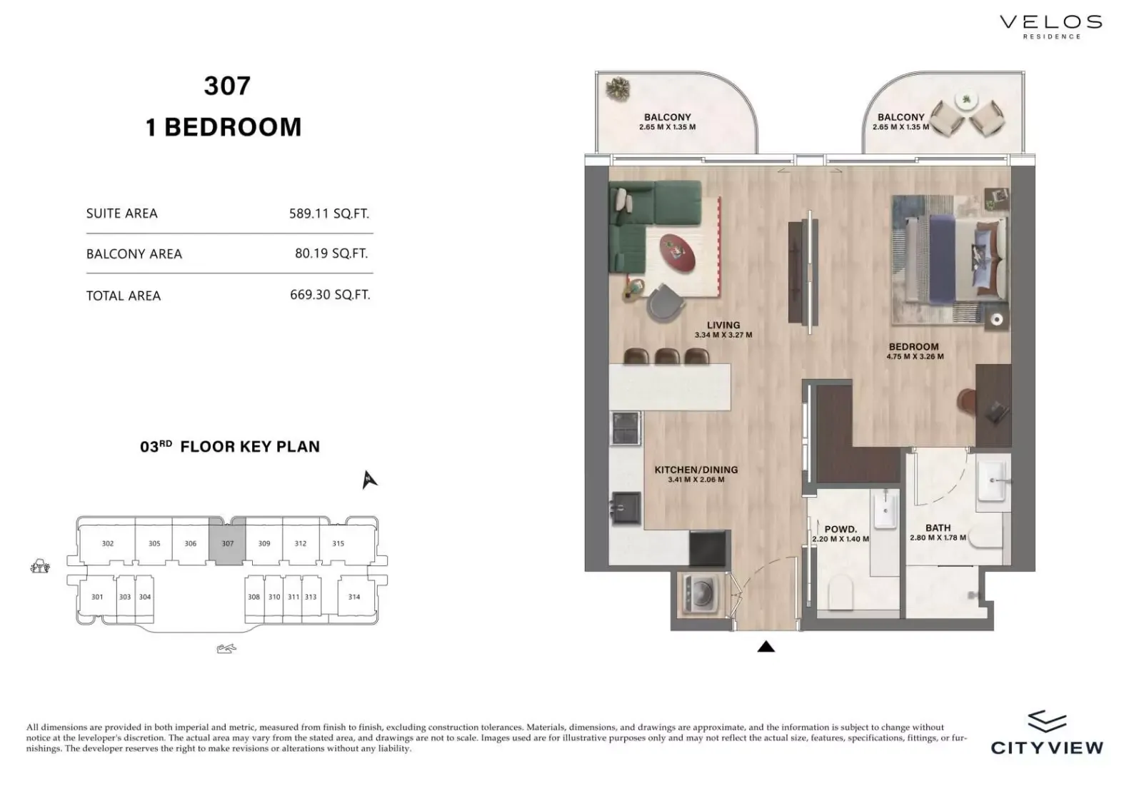 Floor plan for Type 307