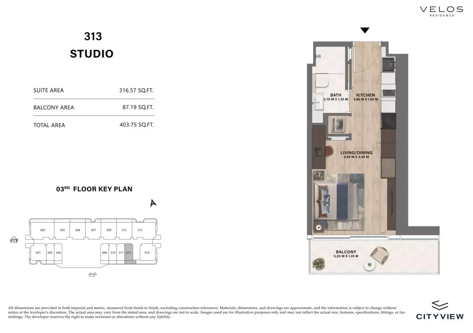 Floor plan for Type 313