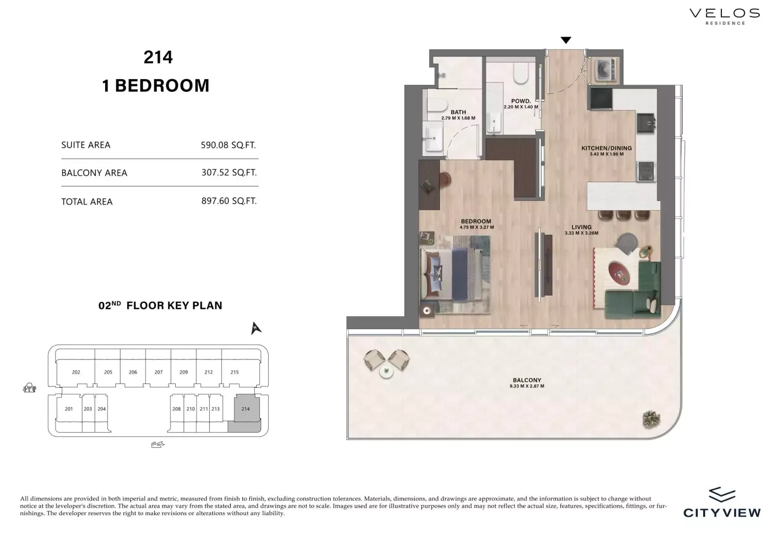 Floor plan for Type 214