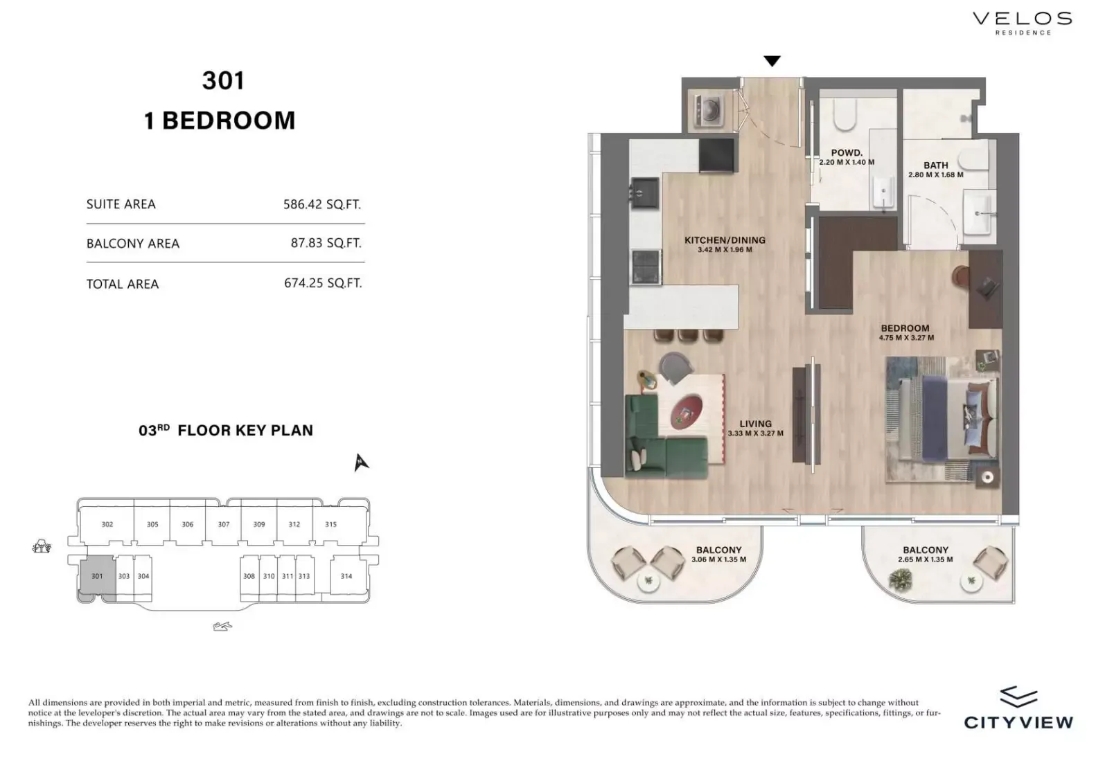 Floor plan for Type 301