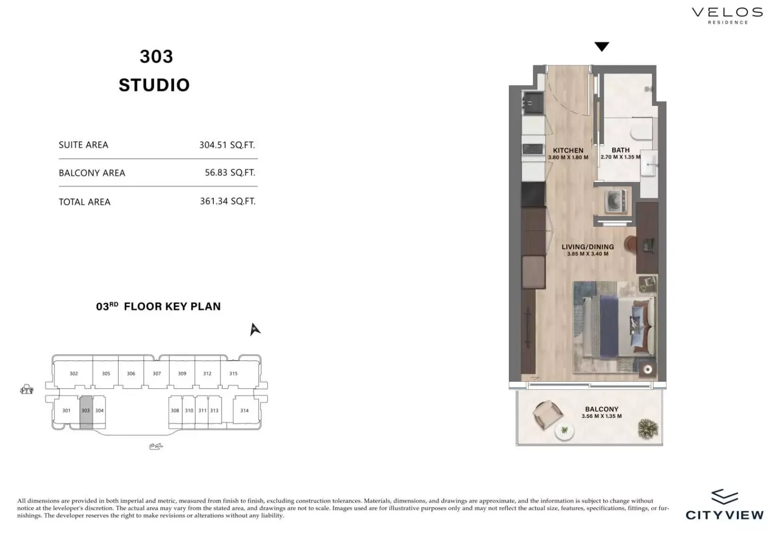 Floor plan for Type 303
