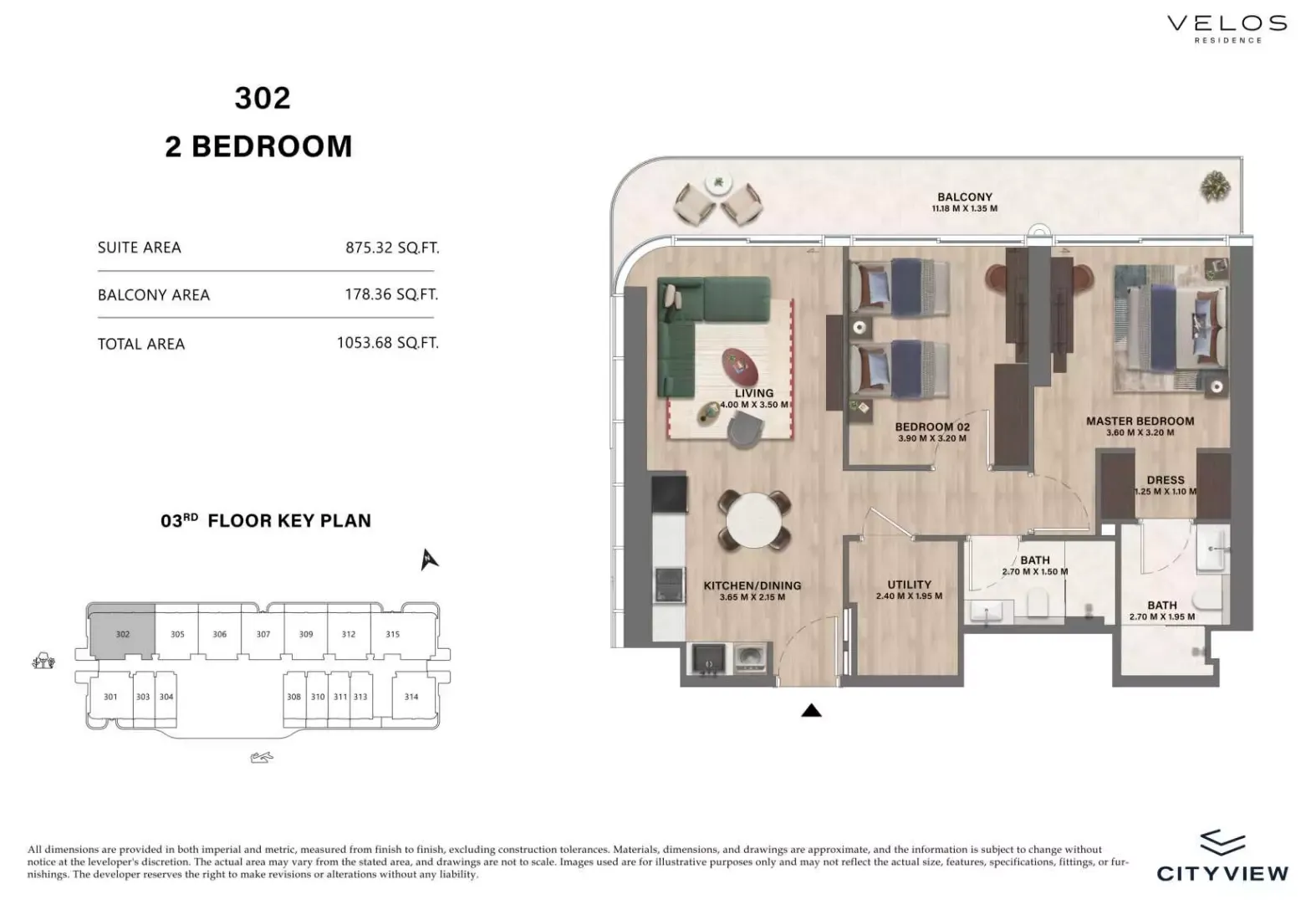 Floor plan for Type 302