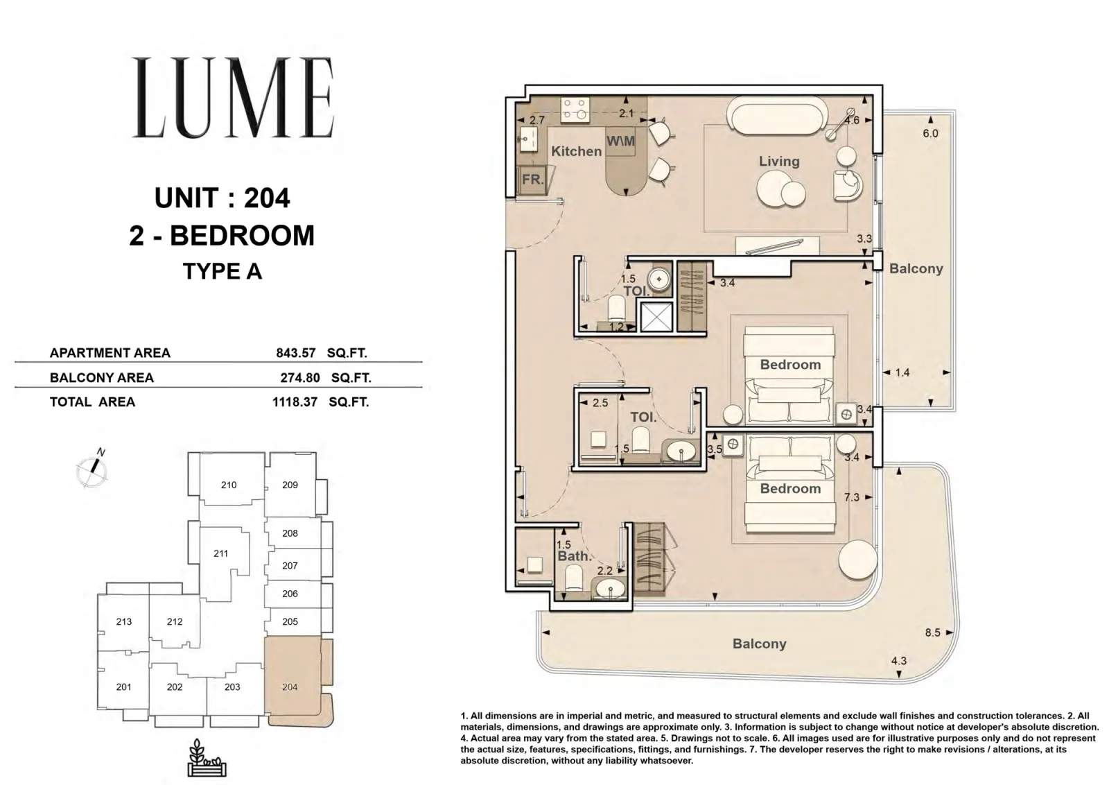 Floor plan for Type A-204