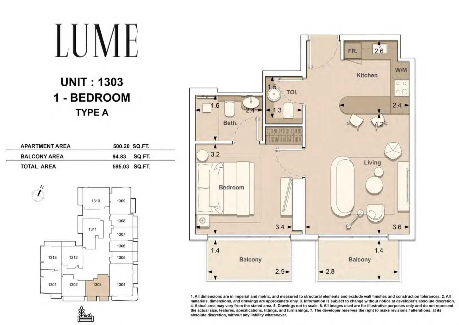 Floor plan for Type A-1303
