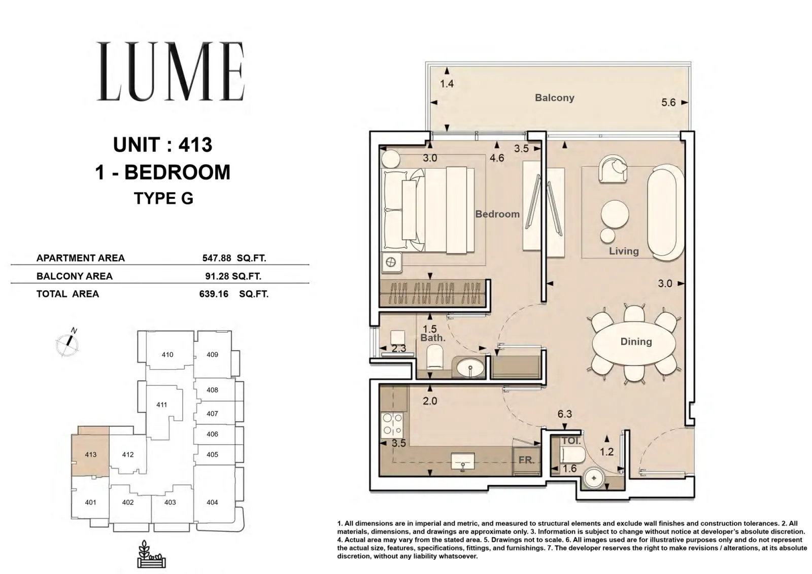 Floor plan for Type G-413
