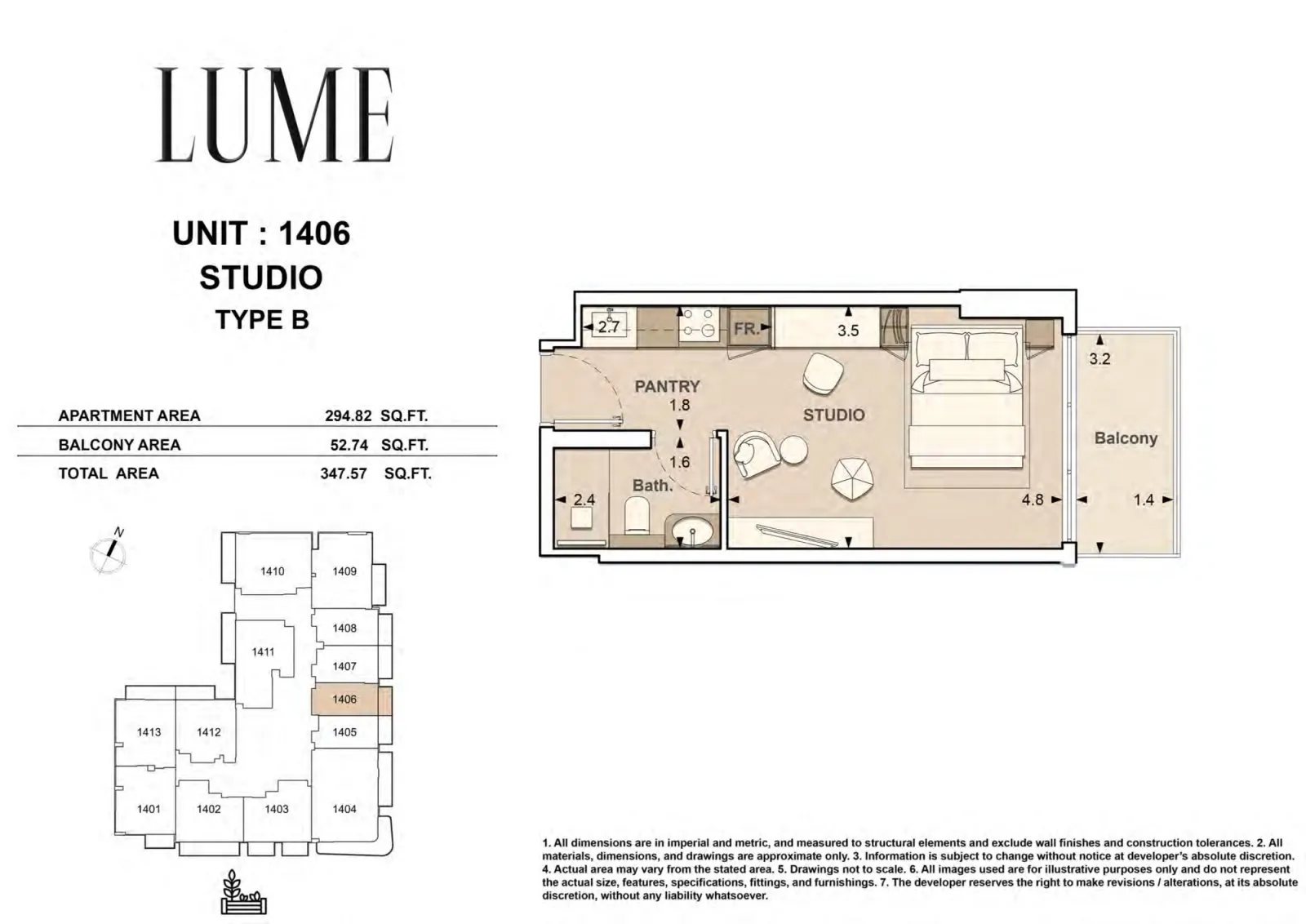Floor plan for Type B-1406