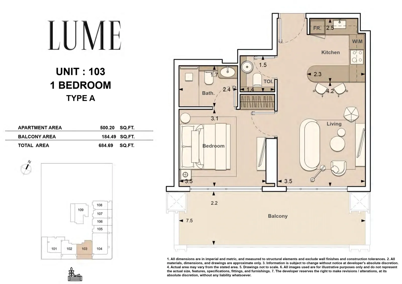 Floor plan for Type A-103