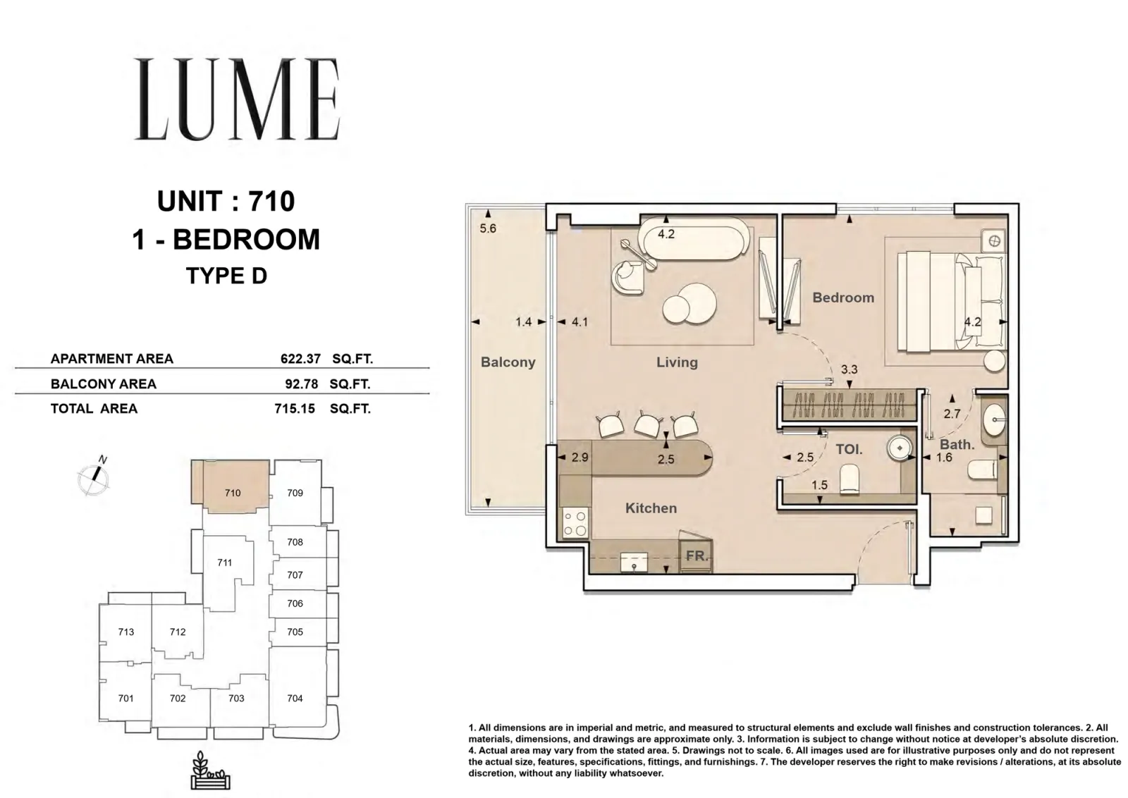 Floor plan for Type D-710