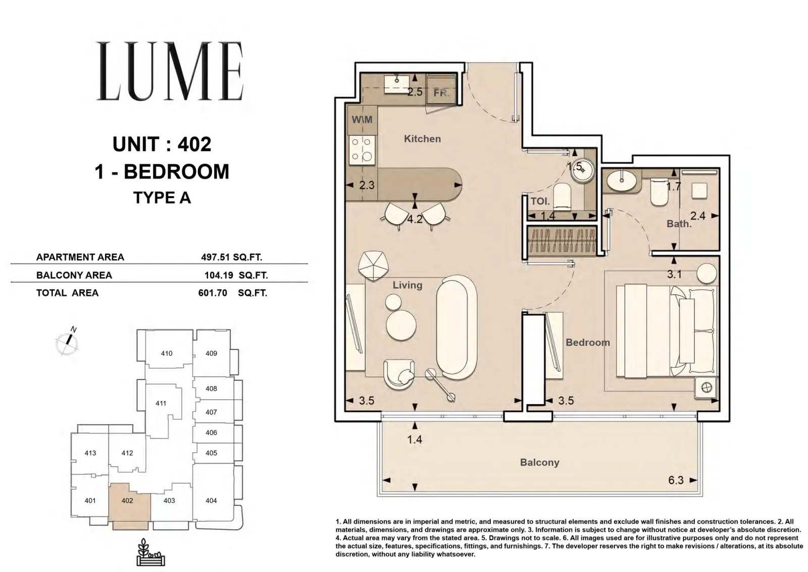 Floor plan for Type A-402