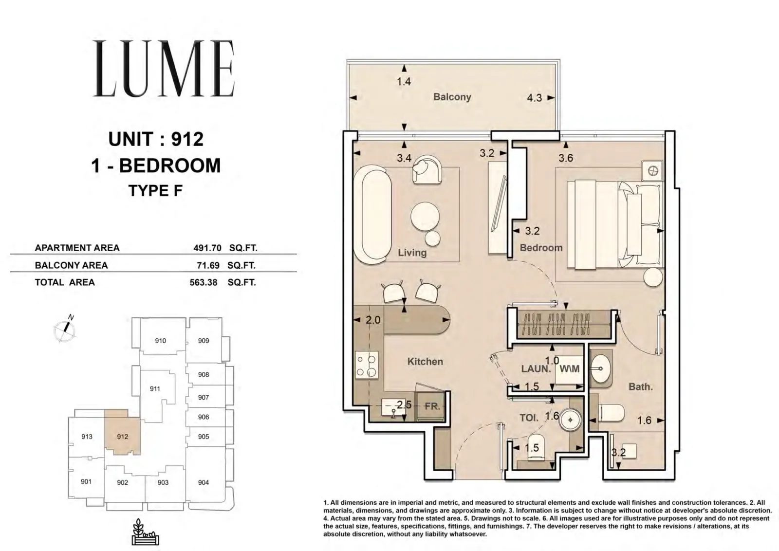 Floor plan for Type F-912