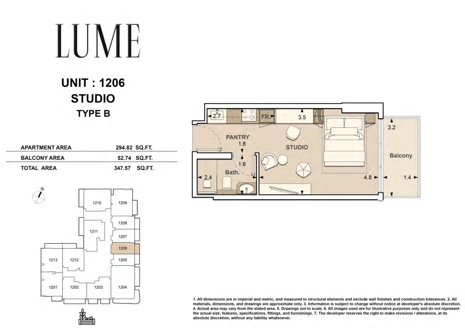 Floor plan for Type B-1206