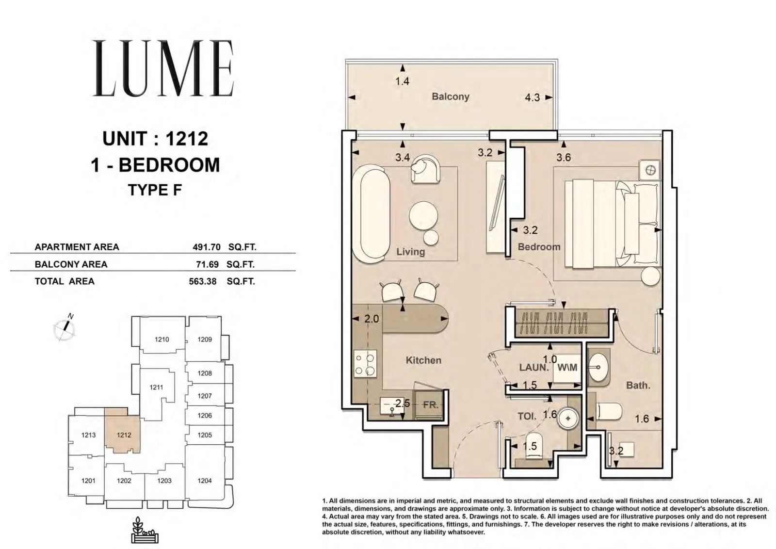 Floor plan for Type F-1212