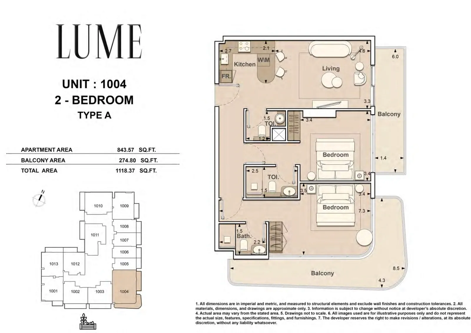 Floor plan for Type A-1004