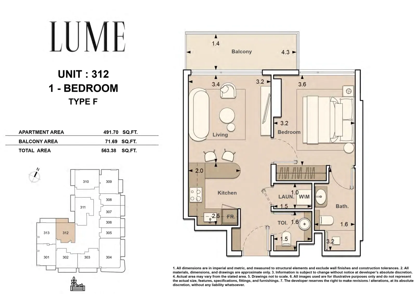 Floor plan for Type F-312