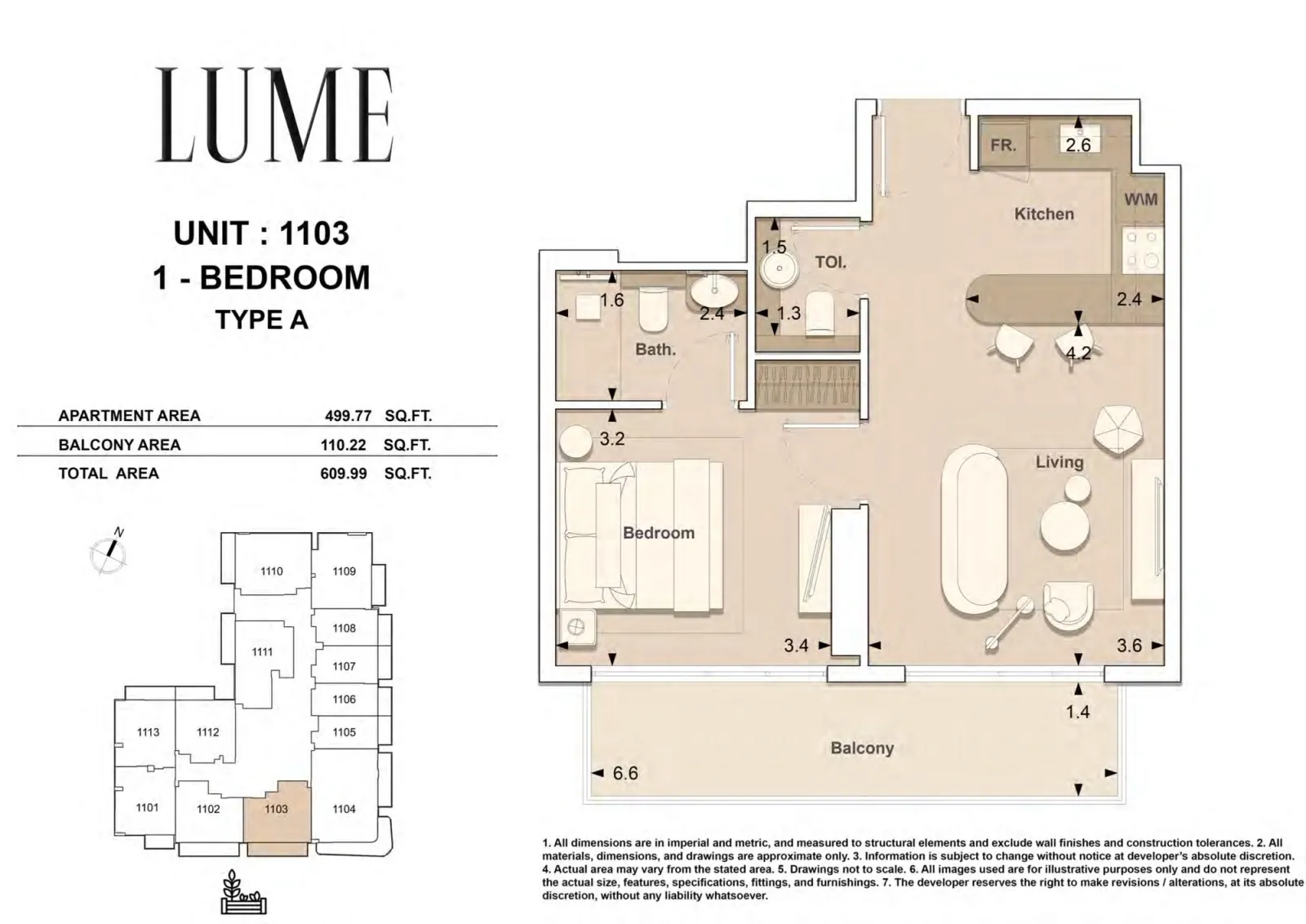 Floor plan for Type A-1103