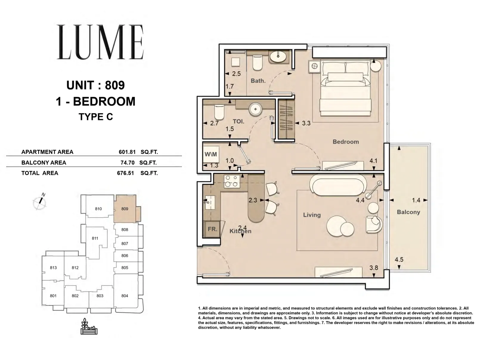 Floor plan for Type C-809