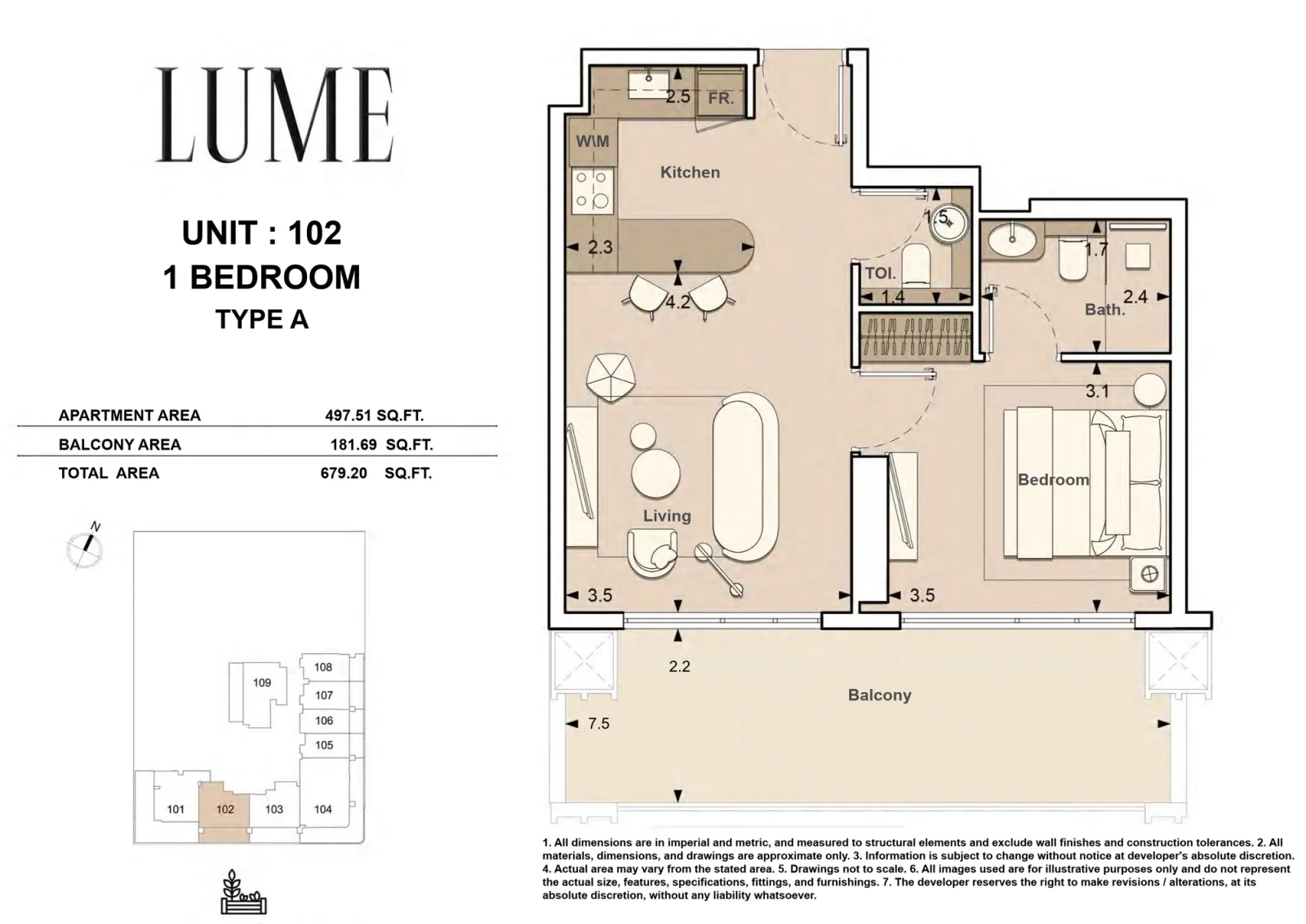 Floor plan for Type A-102