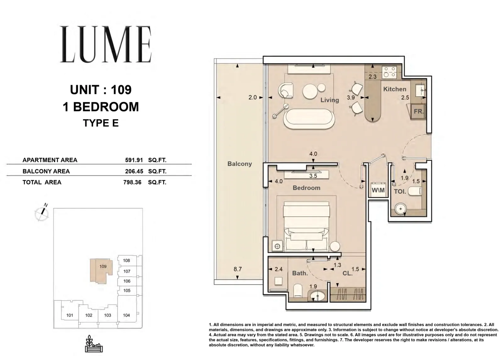 Floor plan for Type E-109