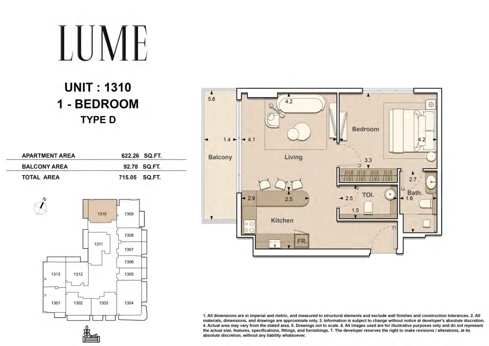 Floor plan for Type D-1310