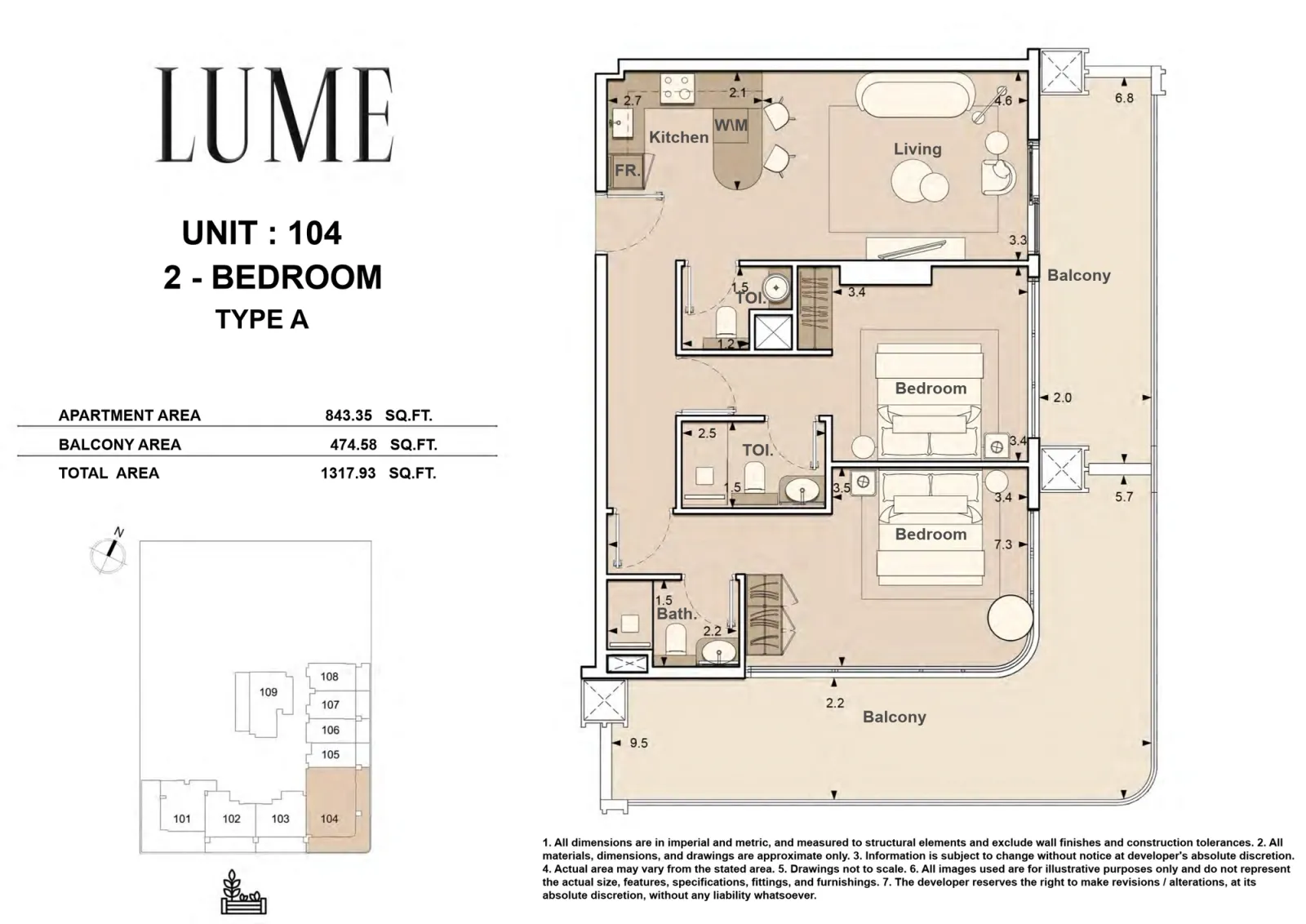 Floor plan for Type A-104