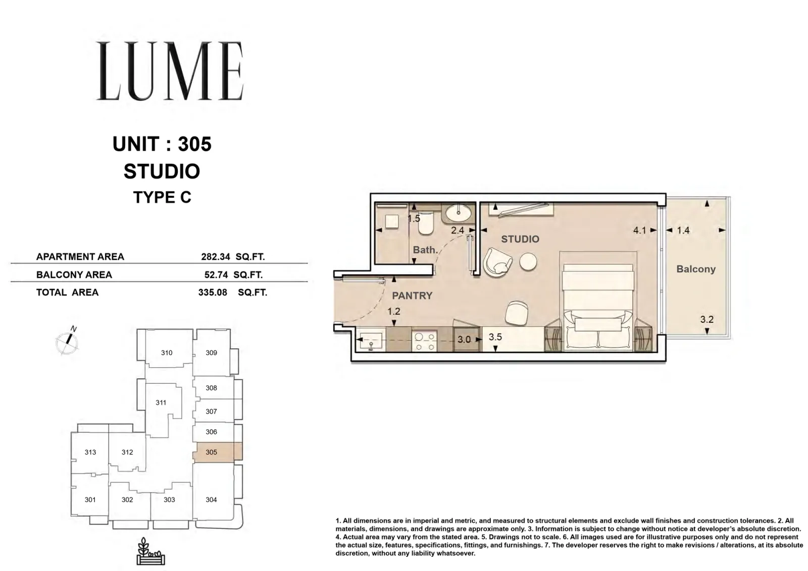 Floor plan for Type C-305