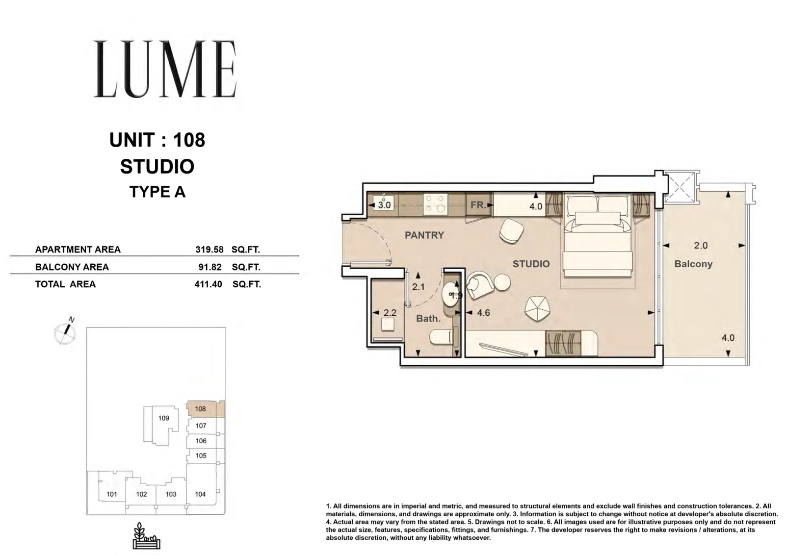 Floor plan for Type A-108