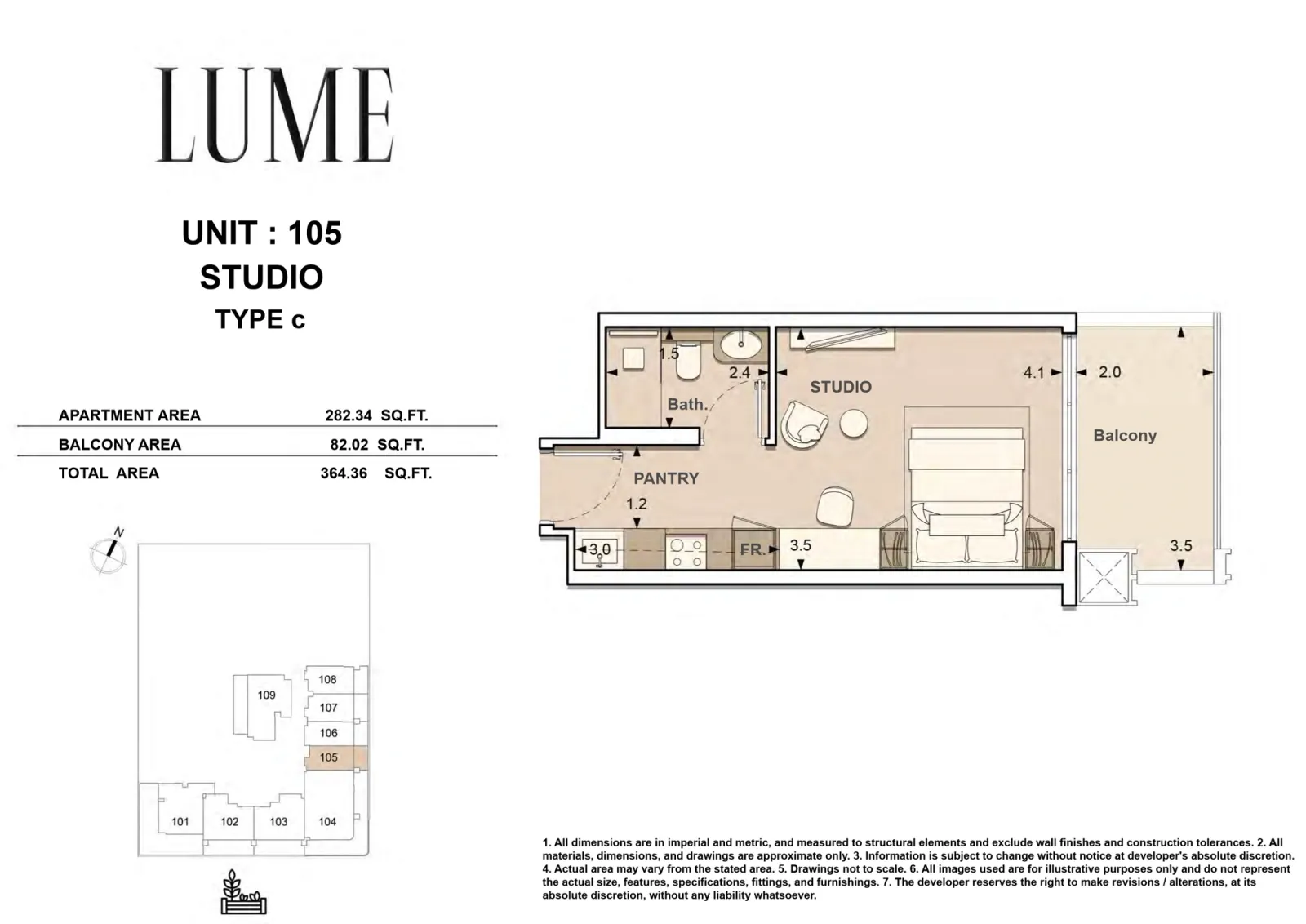 Floor plan for Type C-105