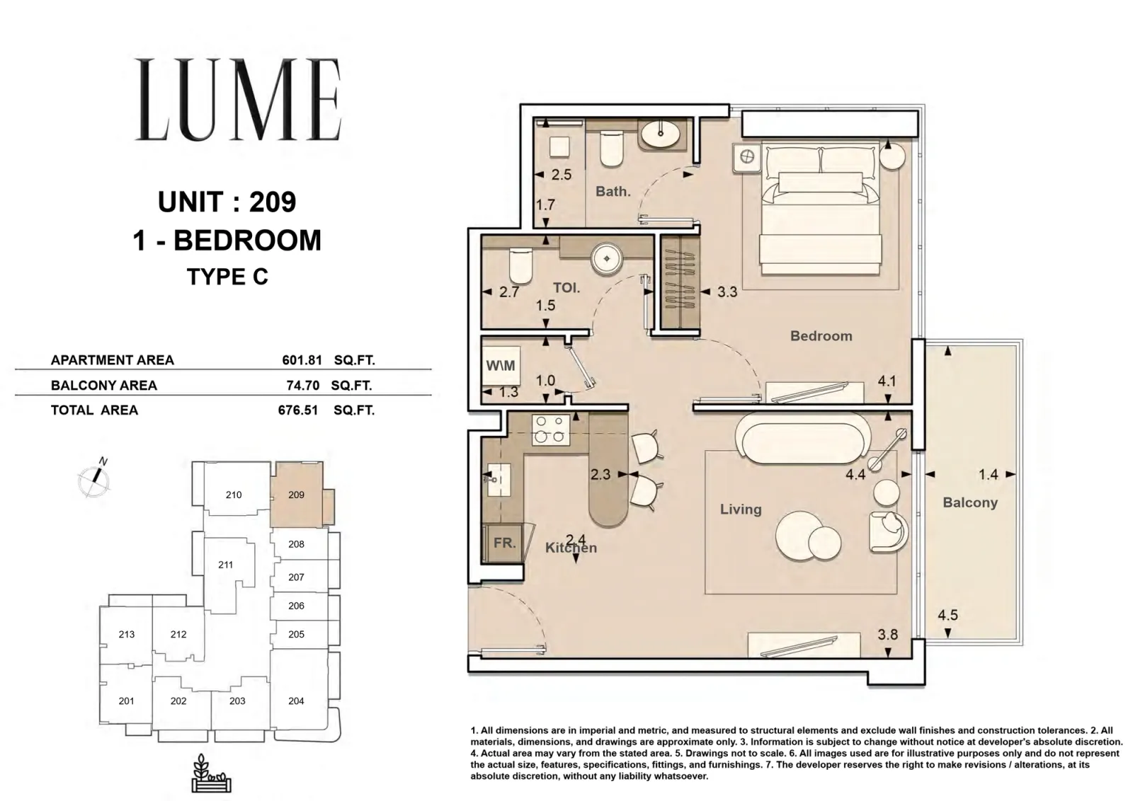 Floor plan for Type C-209