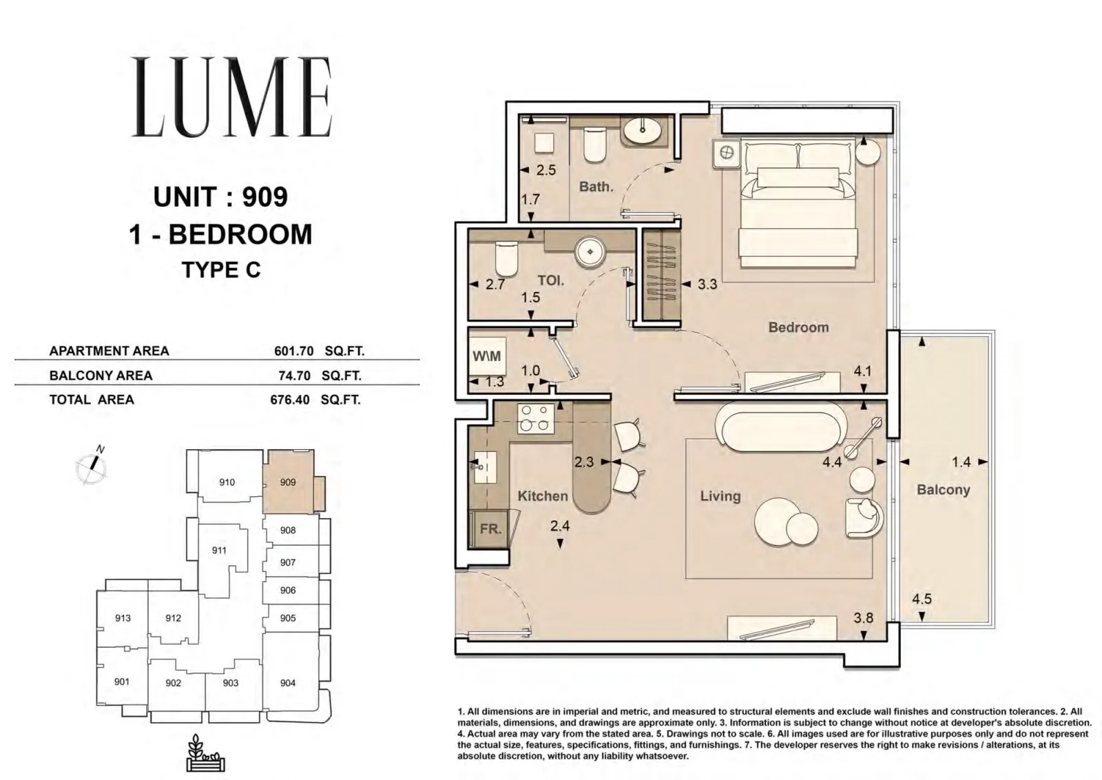 Floor plan for Type C-909
