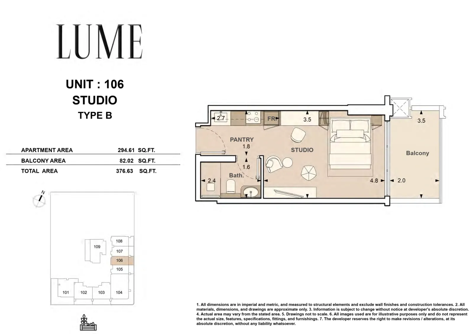Floor plan for Type B-106