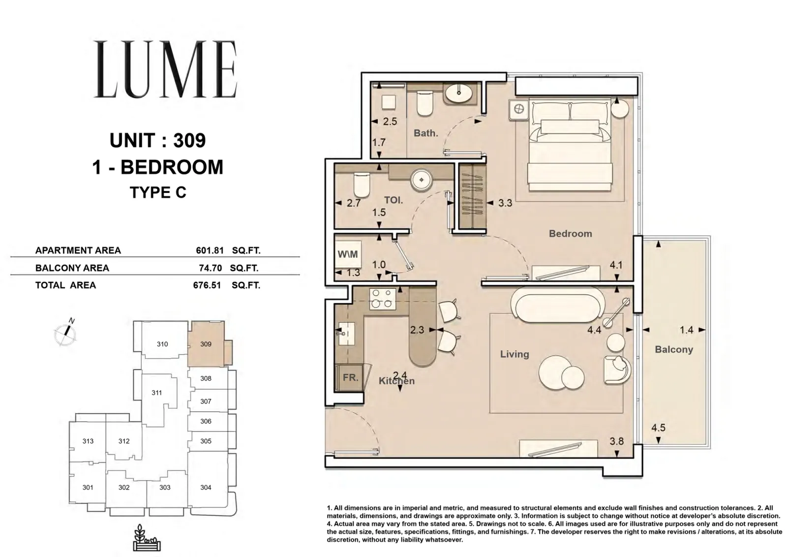 Floor plan for Type C-309