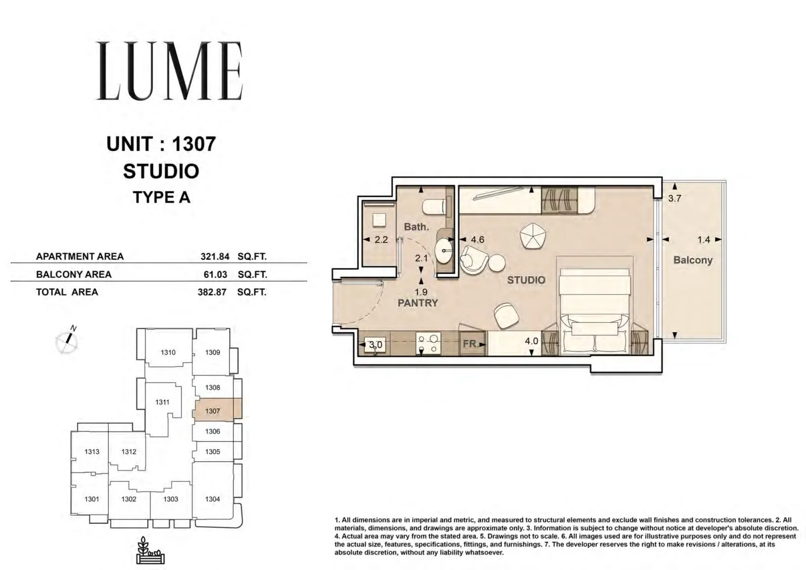 Floor plan for Type A-1307