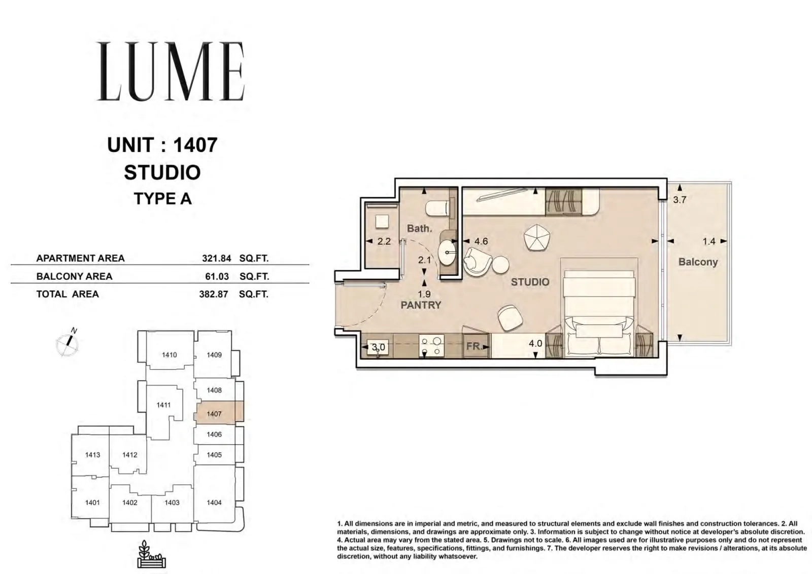 Floor plan for Type A-1407