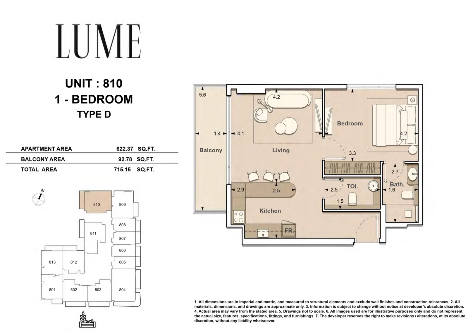 Floor plan for Type D-810