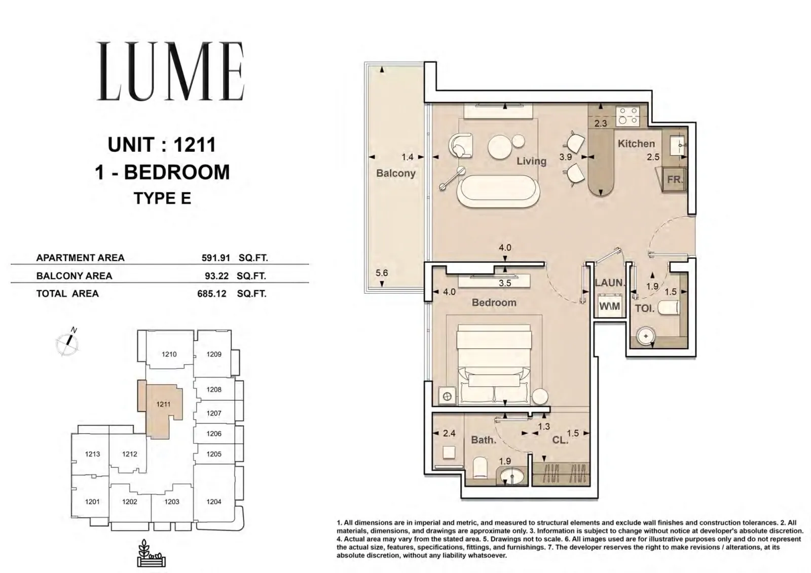 Floor plan for Type E-1211