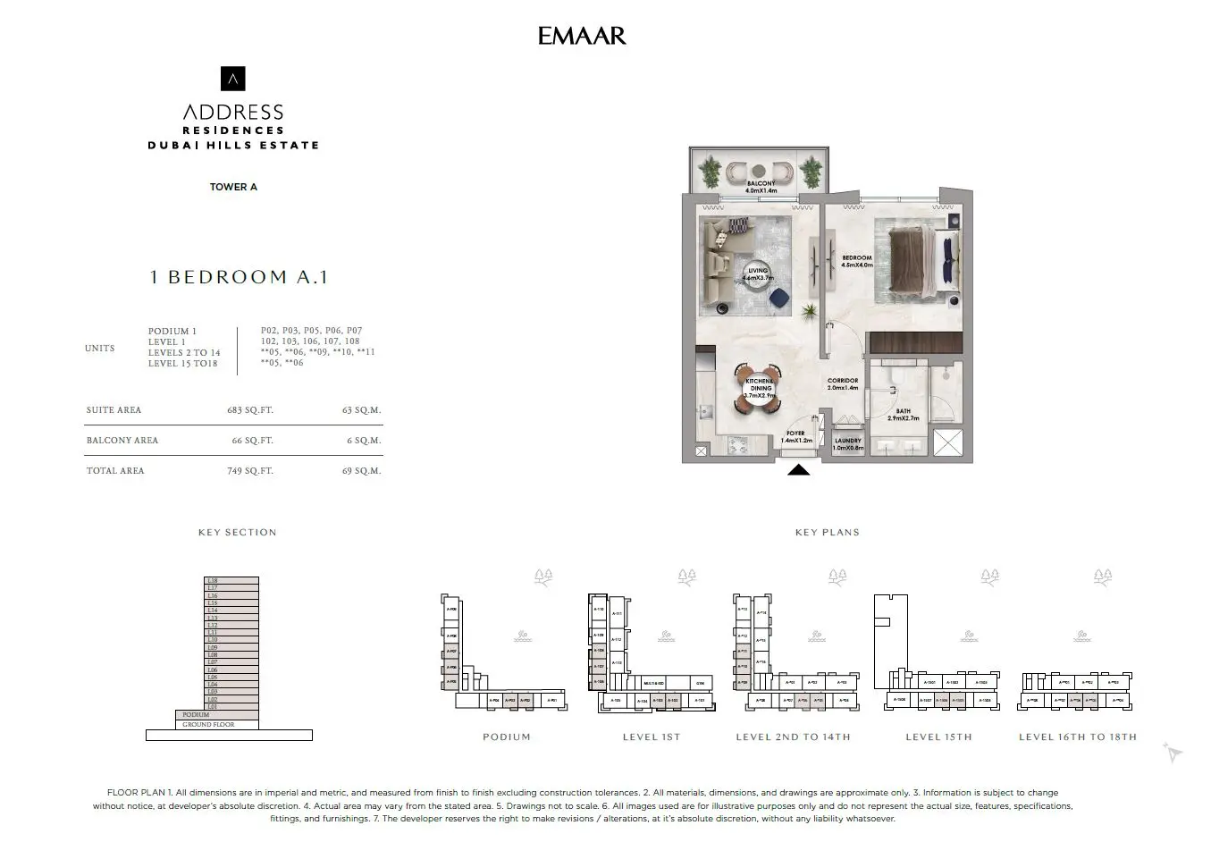 Floor plan for 1 Bedroom