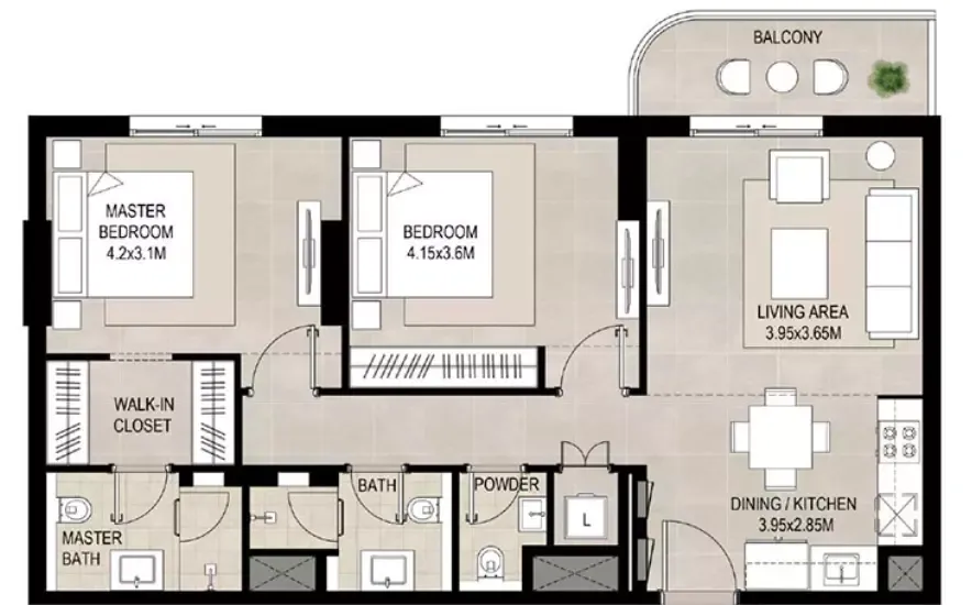 Floor plan for Type F