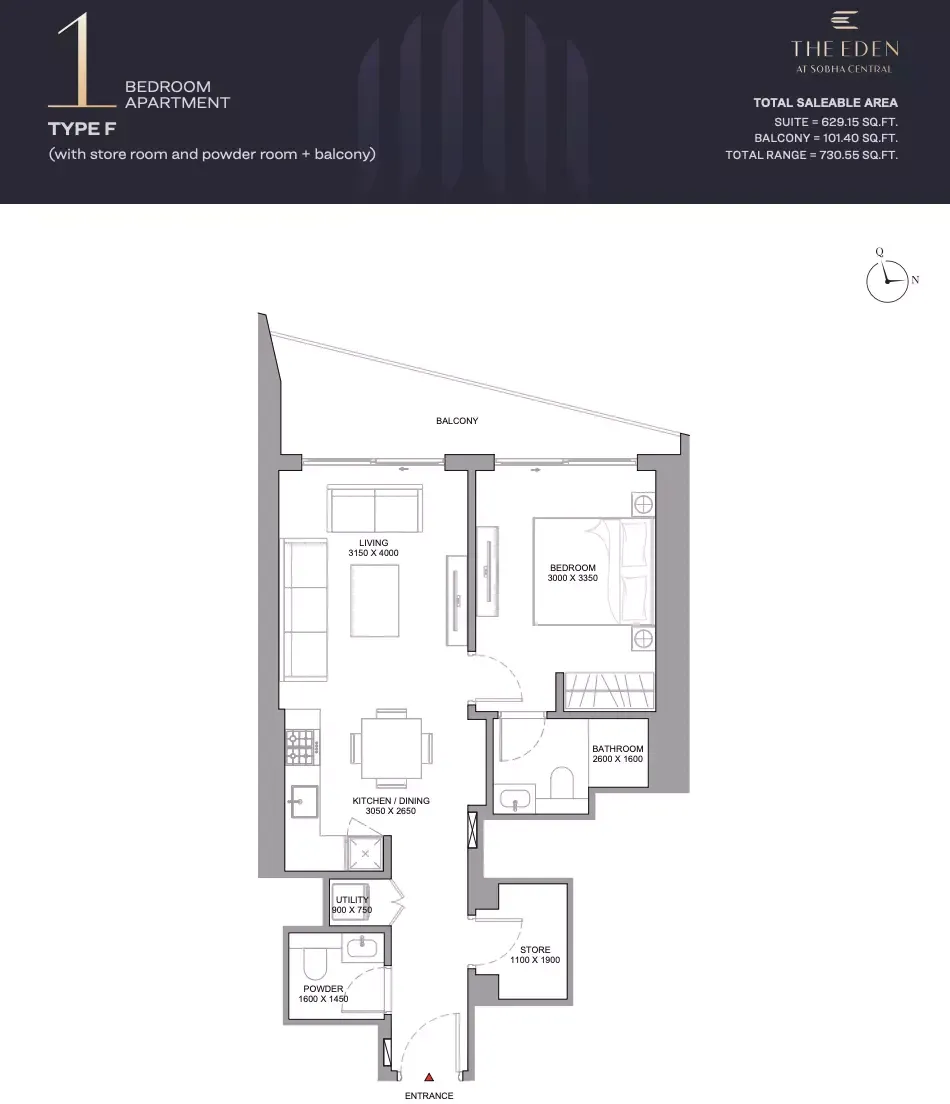 Floor plan for Type F