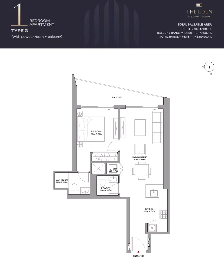 Floor plan for Type G